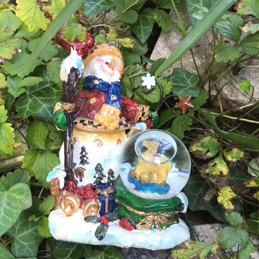 Snowman Figurine Snow Globe Rocking Horse Holiday Christmas Decor